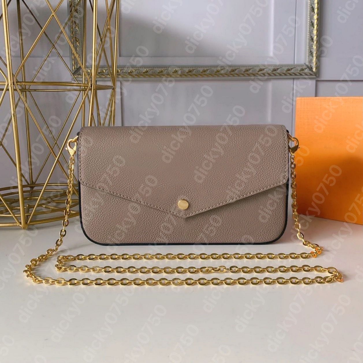 Designer purse felicie women bag wallet on chain handbag portefeuille embossed woc messenger Bag dicky0750 sling bag envelope black shoulder Bag sac de luxe tasche