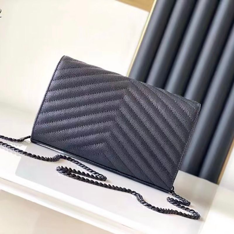 Designer clutch handbags woc Envelope Genuine leather caviar bags wallet on chain purse fashion lady shoulder bag women handbag vintage card holder purse dicky0750