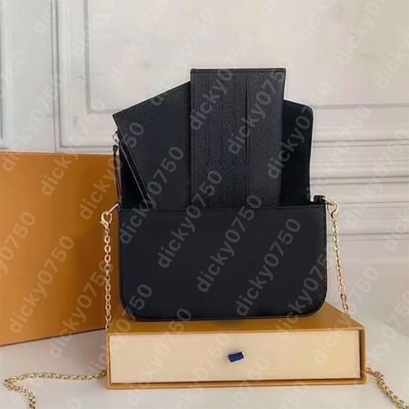 Designer purse felicie women bag wallet on chain handbag portefeuille embossed woc messenger Bag dicky0750 sling bag envelope black shoulder Bag sac de luxe tasche