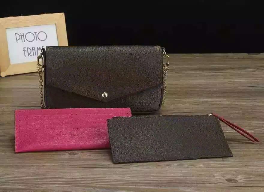 Wholesale chain purse chain shoulder bag for women evening Bag handbag presbyopic three piece set mini messenger bag card holder purse