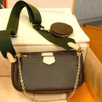 3in1 Dark Green strap brown flower