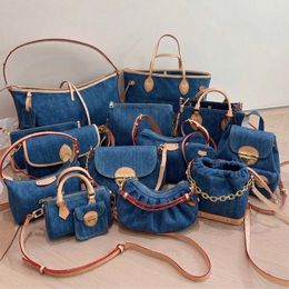 Designer High Quality Blue Denim Tote Bags Retro Women Shoulder Bag Fashion Crossbody Purses Classic Bucket Bag Backpack Wholesale Handbags Womens Purse PRPU