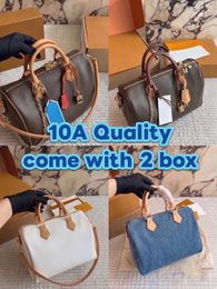 Premium Grade Womens Boston Duffle Bag Genuine Leather Classic Pattern Canvas Shoulder Bag Vintage Boston Crossbody Handbags Tote Fashion Purse Travel Bag PRPU