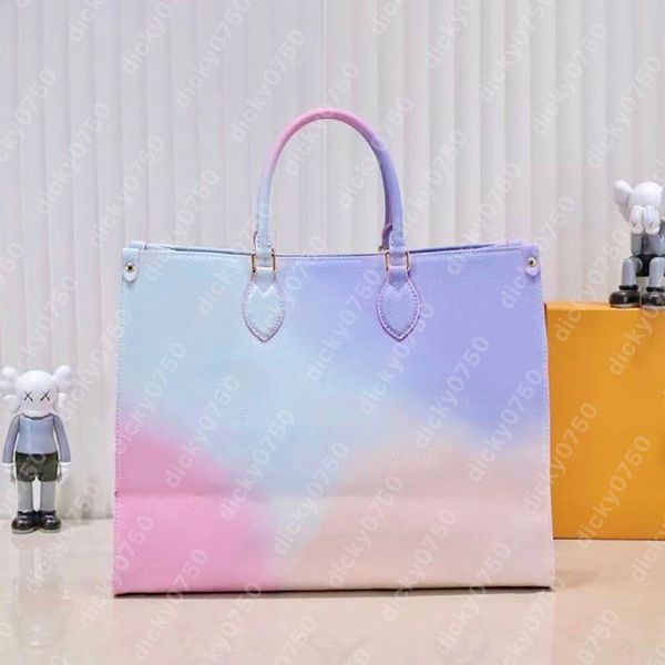 Designer tote bag Special canvas gradient handbag Spring and summer large capacity shopping bags lady coin purse jacquard shoulder strap shoulder bag dicky0750