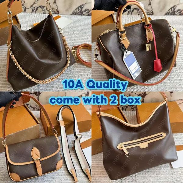 Luxury Genuine Leather Shoulder Bag Women Vintage Boston Crossbody Handbags Rich Texture Large Capacity Commuting Tote Fashion Purse Travel Bag Womens Purse PRPU