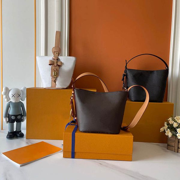 Designer shoulder bags Drawstring women Bucket Bags real leather casual Tote Fashion Color flowers handbags classic shopping bag womans purse messenger bag PRPU